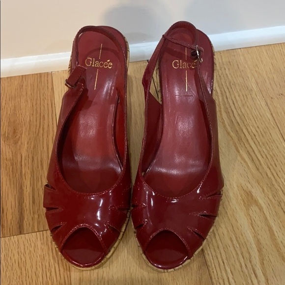 Glacee glossy red cork wedges - Picture 1 of 9